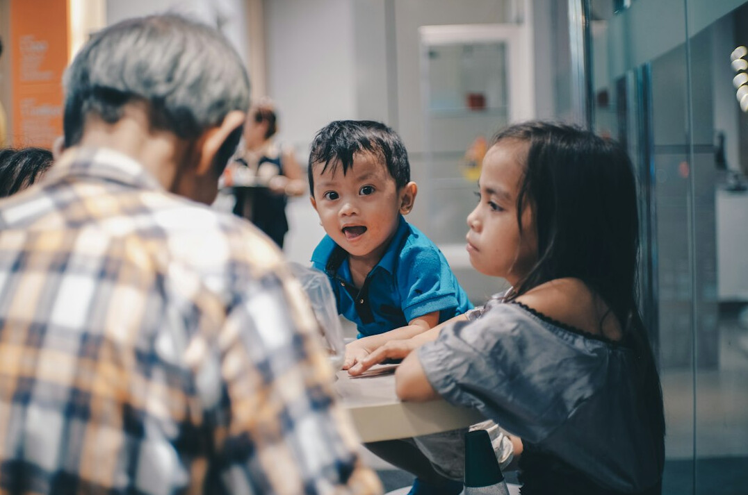 family discussion at table