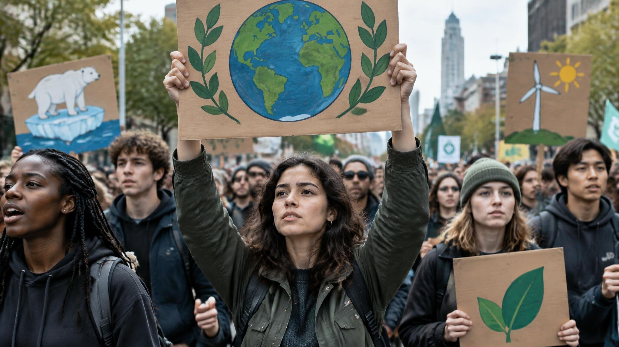 climate protest crowd